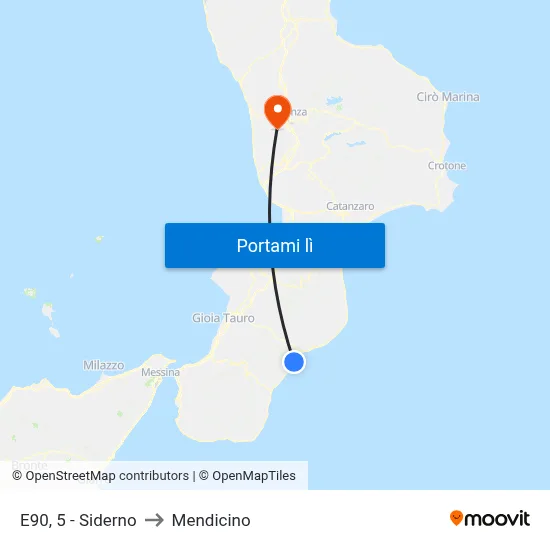 E90, 5 - Siderno to Mendicino map