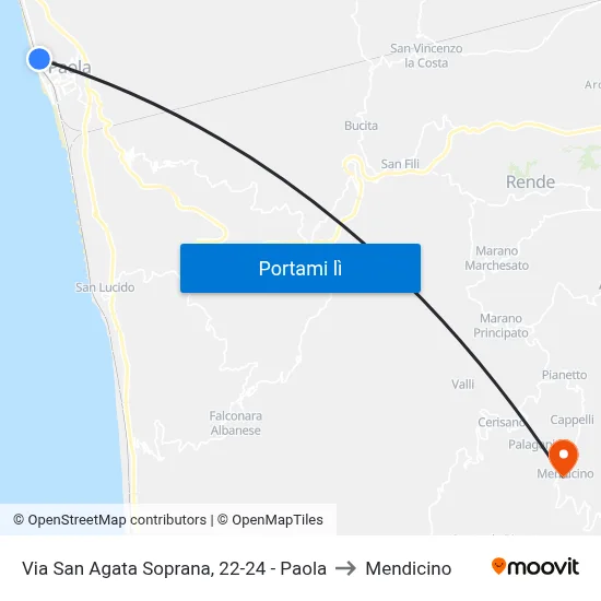 Via San Agata Soprana, 22-24 - Paola to Mendicino map