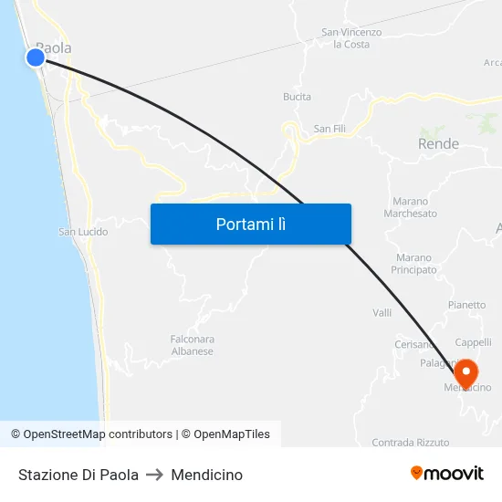 Stazione Di Paola to Mendicino map