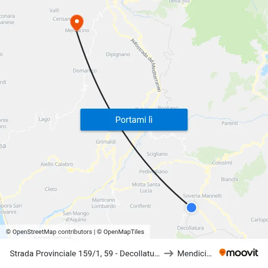 Strada Provinciale 159/1, 59 - Decollatura to Mendicino map