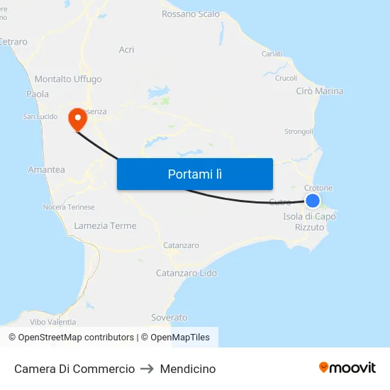 Camera Di Commercio to Mendicino map