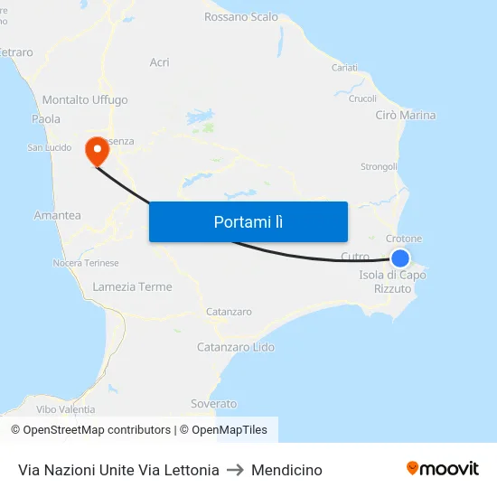 Via Nazioni Unite Via Lettonia to Mendicino map