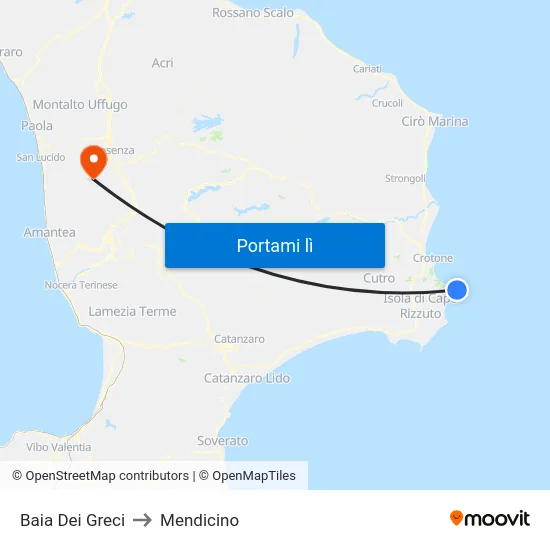 Baia Dei Greci to Mendicino map