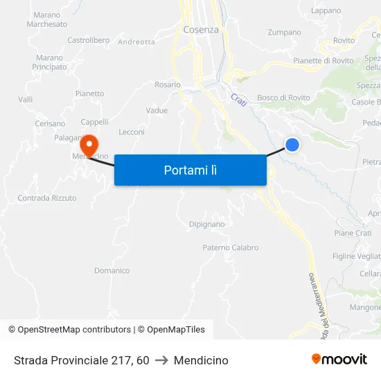 Strada Provinciale 217, 60 to Mendicino map