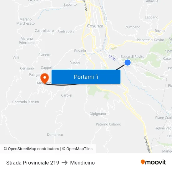 Strada Provinciale 219 to Mendicino map