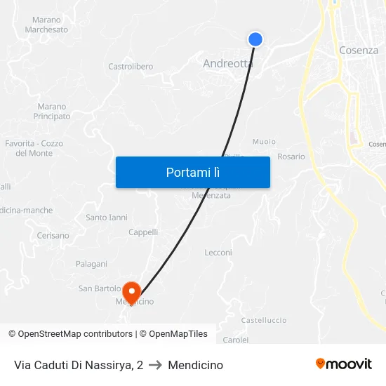 Via Caduti Di Nassirya, 2 to Mendicino map