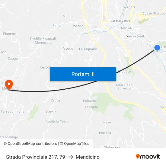 Strada Provinciale 217, 79 to Mendicino map