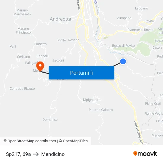 Sp217, 69a to Mendicino map