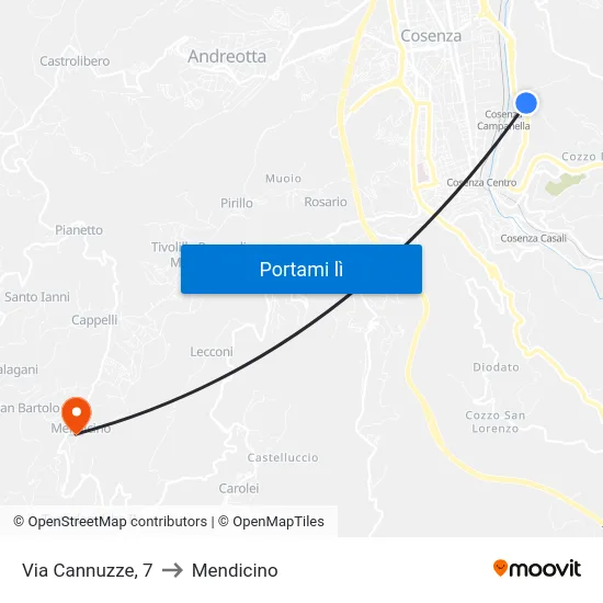 Via Cannuzze, 7 to Mendicino map