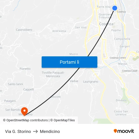Via G. Storino to Mendicino map