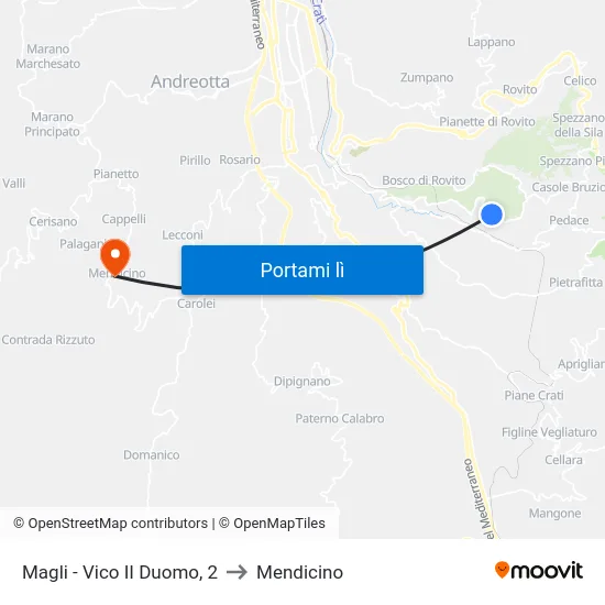 Magli - Vico II Duomo, 2 to Mendicino map