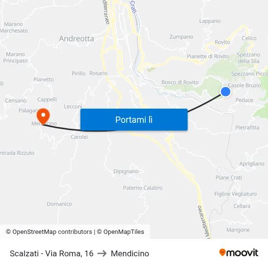 Scalzati - Via Roma, 16 to Mendicino map