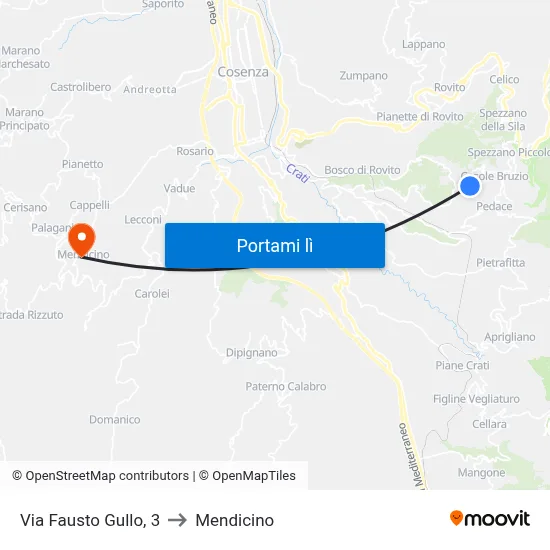 Via Fausto Gullo, 3 to Mendicino map