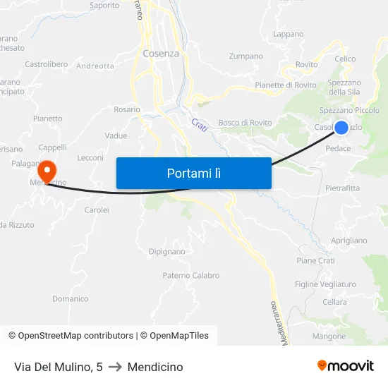 Via Del Mulino, 5 to Mendicino map