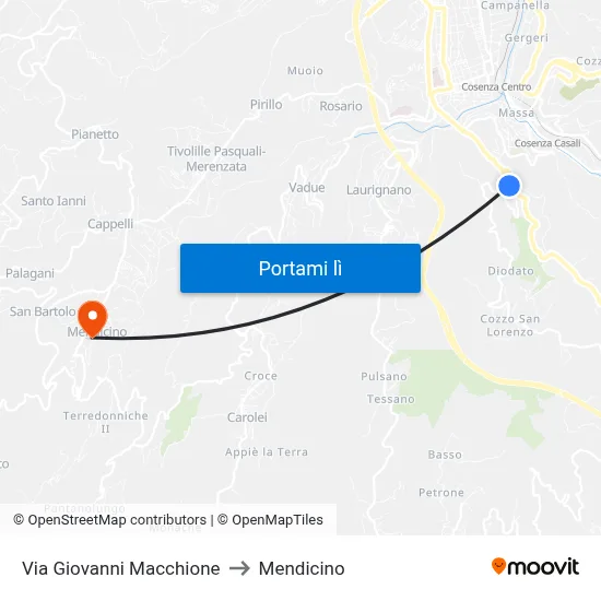 Via Giovanni Macchione to Mendicino map