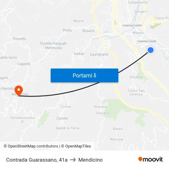 Contrada Guarassano, 41a to Mendicino map
