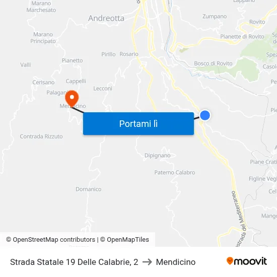 Strada Statale 19 Delle Calabrie, 2 to Mendicino map