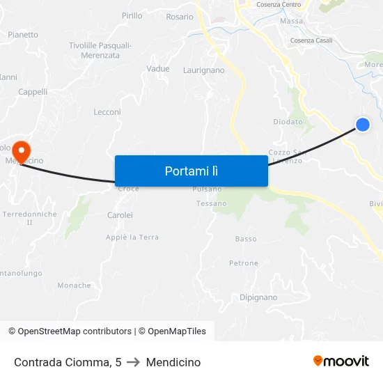 Contrada Ciomma, 5 to Mendicino map