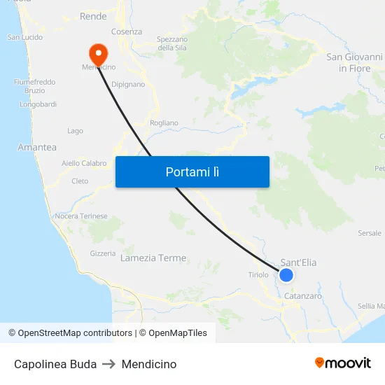 Capolinea Buda to Mendicino map