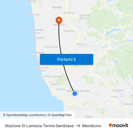 Stazione Di Lamezia Terme-Sambiase to Mendicino map