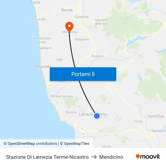 Stazione Di Lamezia Terme-Nicastro to Mendicino map