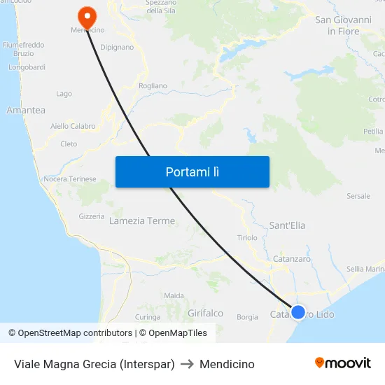 Viale Magna Grecia (Interspar) to Mendicino map