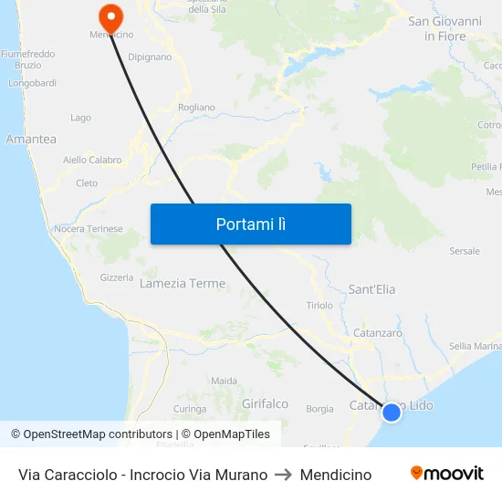 Via Caracciolo - Incrocio Via Murano to Mendicino map
