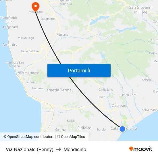 Via Nazionale (Penny) to Mendicino map