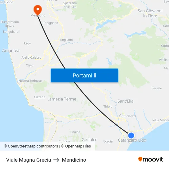 Viale Magna Grecia to Mendicino map