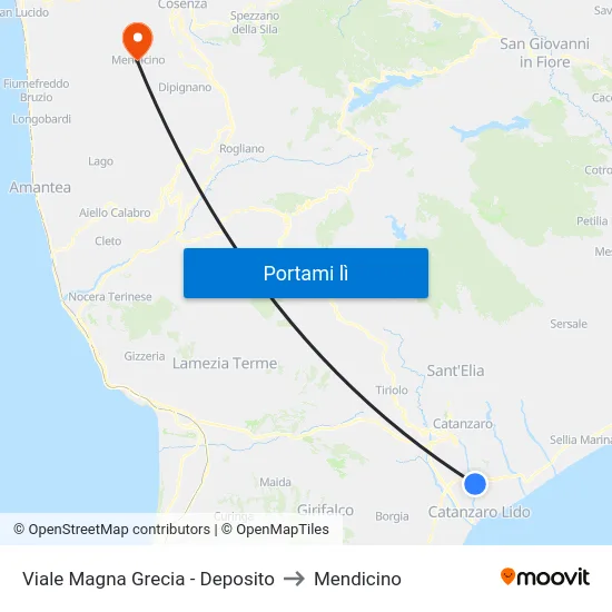 Viale Magna Grecia - Deposito to Mendicino map