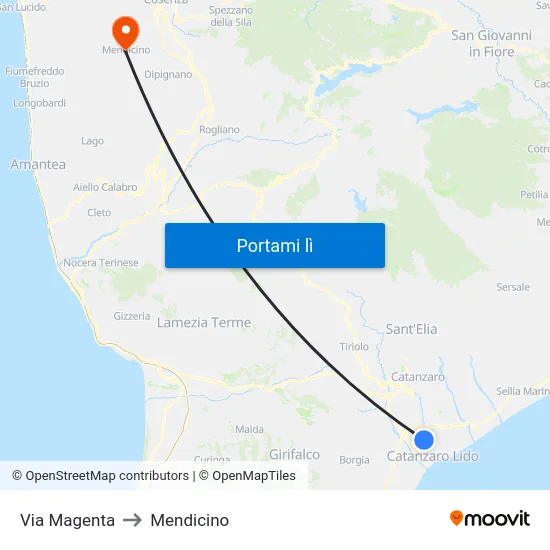 Via Magenta to Mendicino map