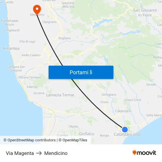Via Magenta to Mendicino map