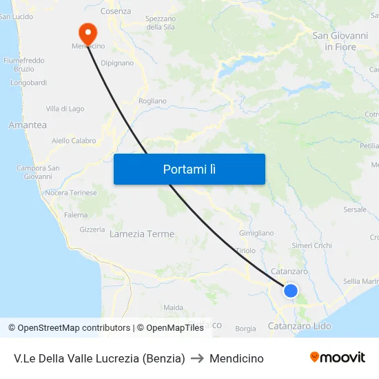 V.Le Della Valle Lucrezia (Benzia) to Mendicino map