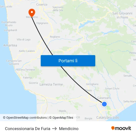 Concessionaria De Furia to Mendicino map
