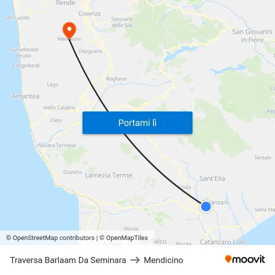 Traversa Barlaam Da Seminara to Mendicino map