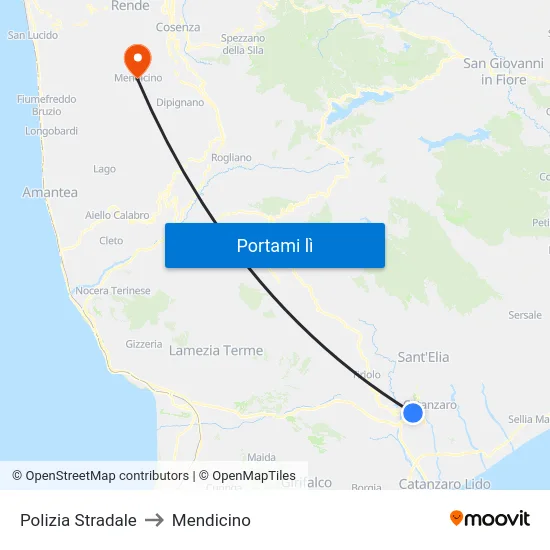 Polizia Stradale to Mendicino map