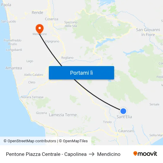 Pentone Piazza Centrale - Capolinea to Mendicino map