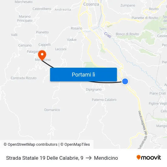 Strada Statale 19 Delle Calabrie, 9 to Mendicino map