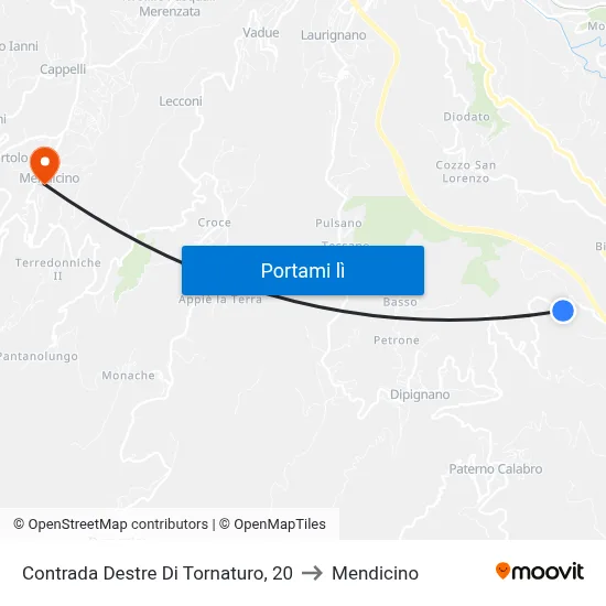 Contrada Destre Di Tornaturo, 20 to Mendicino map