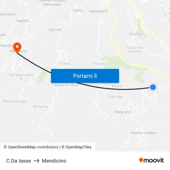 C.Da Iasse to Mendicino map