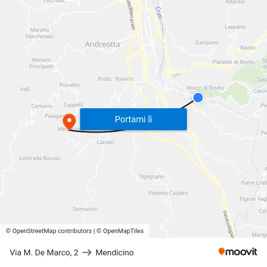 Via M. De Marco, 2 to Mendicino map