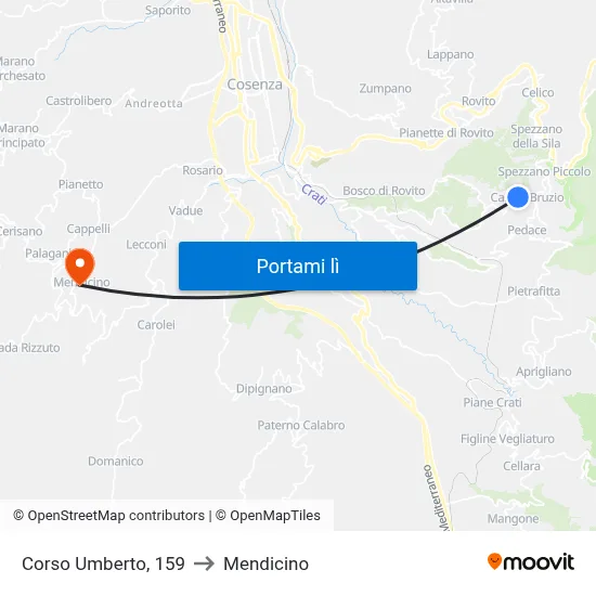 Corso Umberto, 159 to Mendicino map