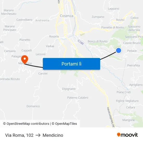 Via Roma, 102 to Mendicino map