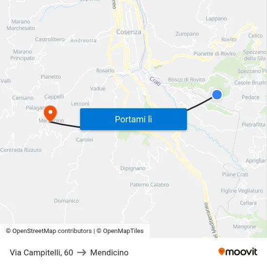 Via Campitelli, 60 to Mendicino map