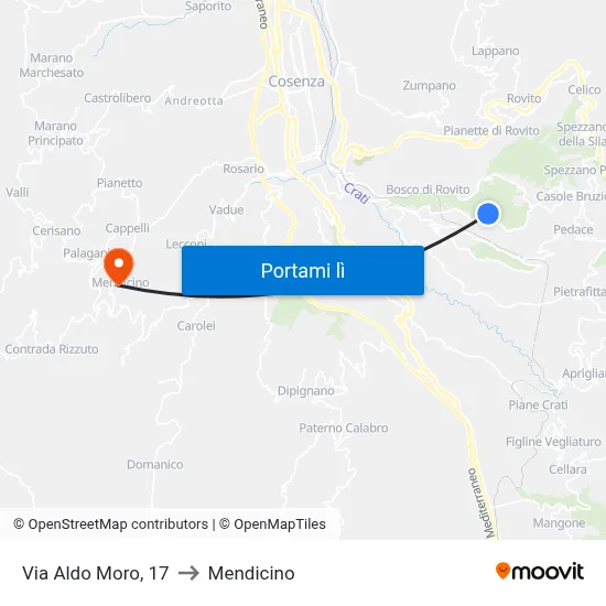 Via Aldo Moro, 17 to Mendicino map