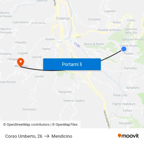 Corso Umberto, 26 to Mendicino map
