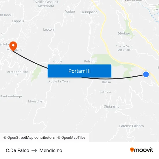 C.Da Falco to Mendicino map