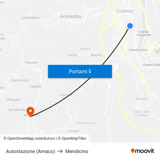 Autostazione (Amaco) to Mendicino map