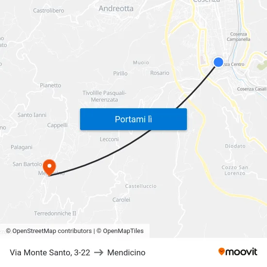 Via Monte Santo, 3-22 to Mendicino map