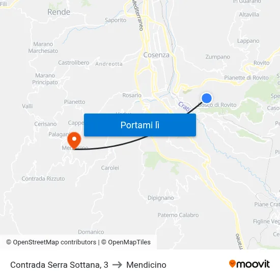 Contrada Serra Sottana, 3 to Mendicino map